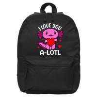 Valentines Day I Love You Alotl Axolotl 16 in Basic Backpack