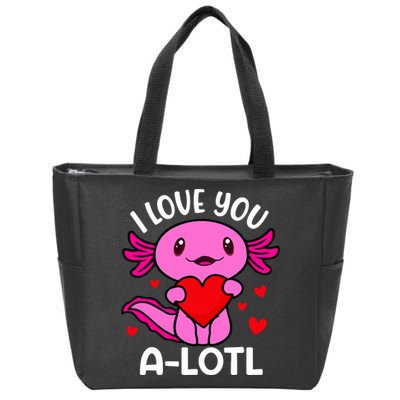 Valentines Day I Love You Alotl Axolotl Zip Tote Bag
