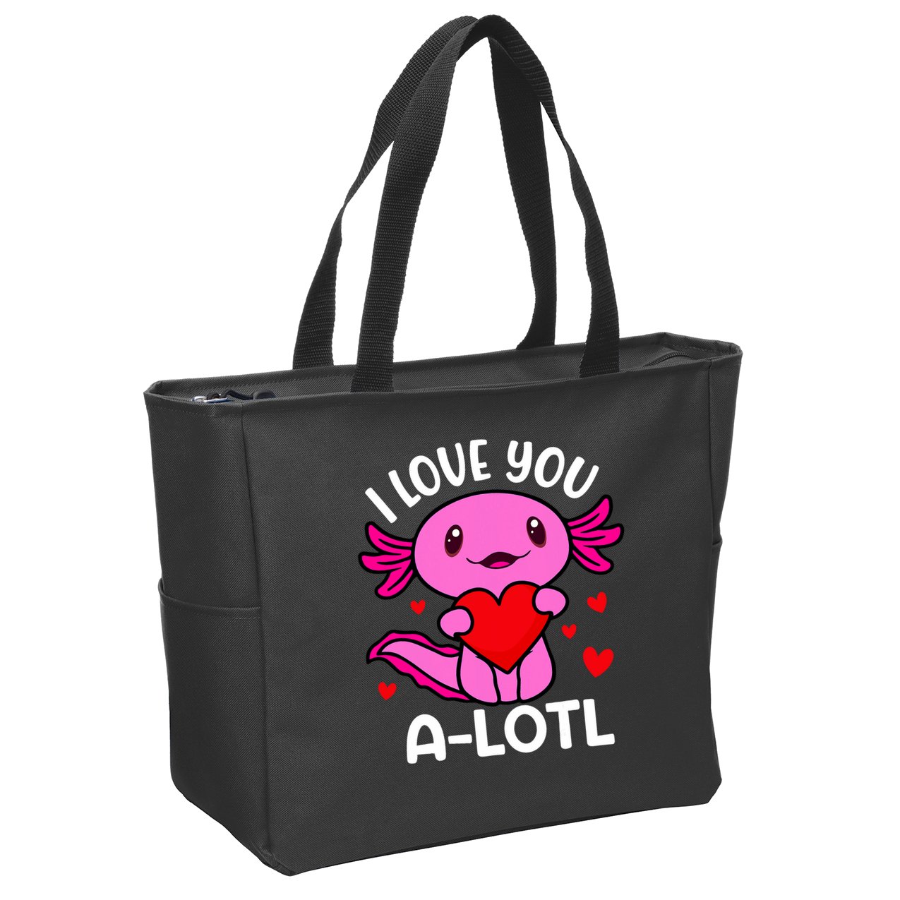 Valentines Day I Love You Alotl Axolotl Zip Tote Bag