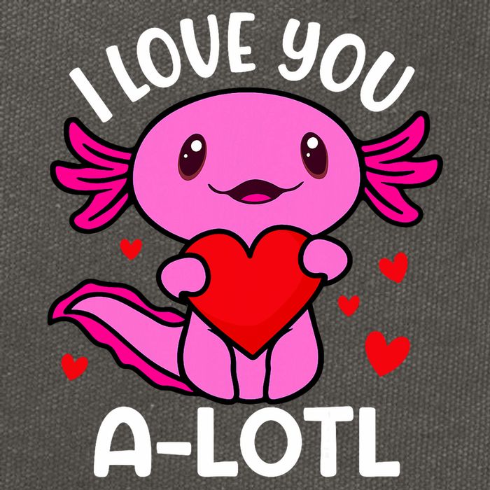 Valentines Day I Love You Alotl Axolotl Cotton Canvas Backpack