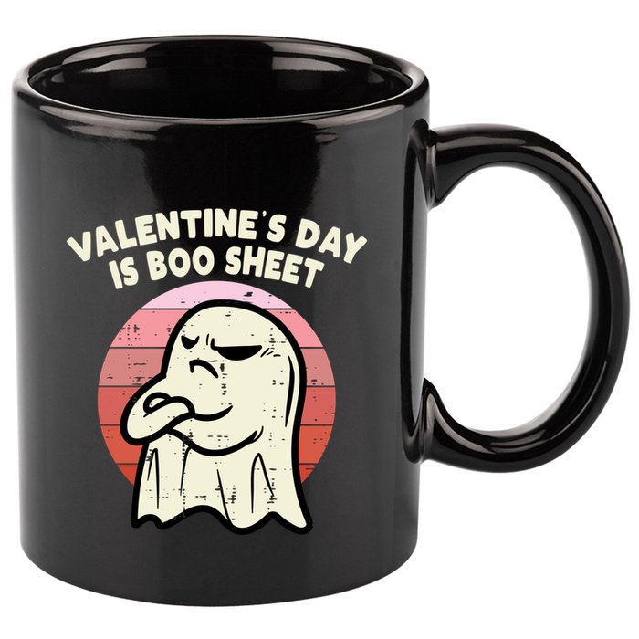 Valentines Day Is Boo Sheet Ghost Anti Valentine Gift 11oz C Handle Ceramic Mug