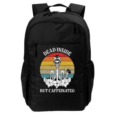 Vintage Dead Inside But Caffeinated Skeleton Coffee Daily Commute Backpack