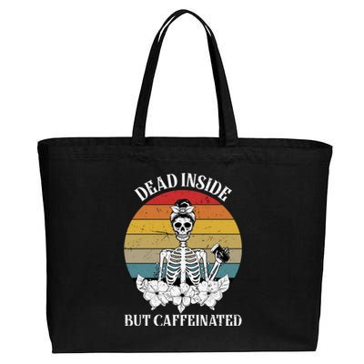 Vintage Dead Inside But Caffeinated Skeleton Coffee Cotton Canvas Jumbo Tote