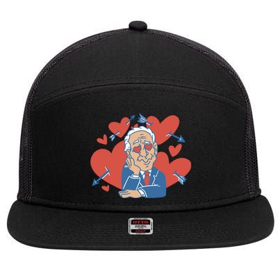 Valentine's Day Joe Biden Funny 7 Panel Mesh Trucker Snapback Hat