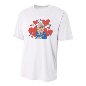 Valentine's Day Joe Biden Funny Youth Performance Sprint T-Shirt