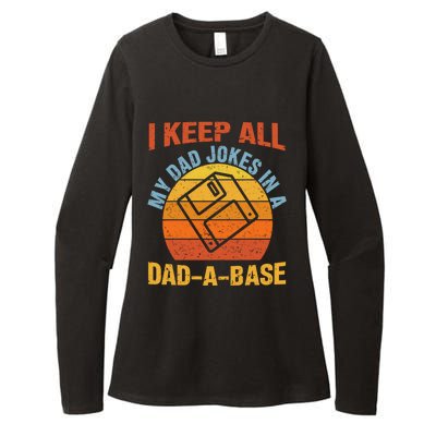 Vintage Dad Jokes I Keep All My Dad Jokes In A Dad A Base Gift Womens CVC Long Sleeve Shirt