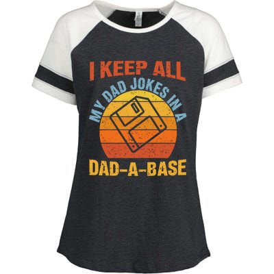 Vintage Dad Jokes I Keep All My Dad Jokes In A Dad A Base Gift Enza Ladies Jersey Colorblock Tee