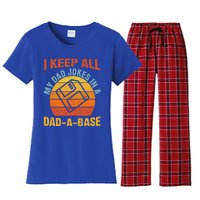 Vintage Dad Jokes I Keep All My Dad Jokes In A Dad A Base Gift Women's Flannel Pajama Set