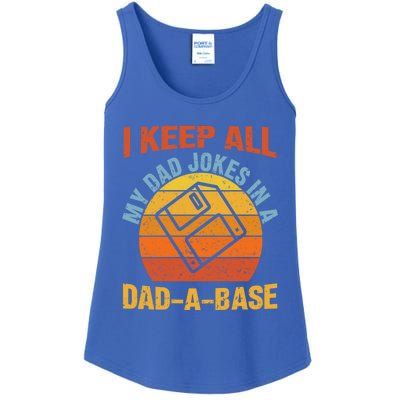 Vintage Dad Jokes I Keep All My Dad Jokes In A Dad A Base Gift Ladies Essential Tank