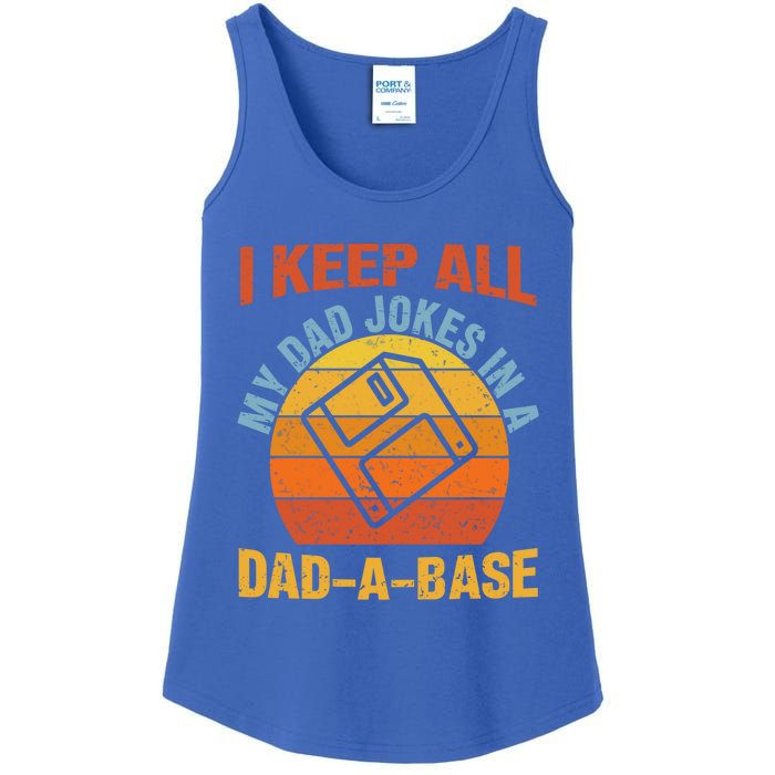 Vintage Dad Jokes I Keep All My Dad Jokes In A Dad A Base Gift Ladies Essential Tank