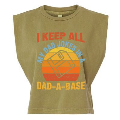 Vintage Dad Jokes I Keep All My Dad Jokes In A Dad A Base Gift Garment-Dyed Women's Muscle Tee