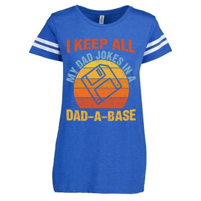 Vintage Dad Jokes I Keep All My Dad Jokes In A Dad A Base Gift Enza Ladies Jersey Football T-Shirt