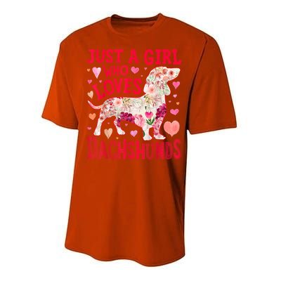 Valentine Day Just A Girl Who Loves Dachshunds Dog Flower Floral Best Gift Performance Sprint T-Shirt