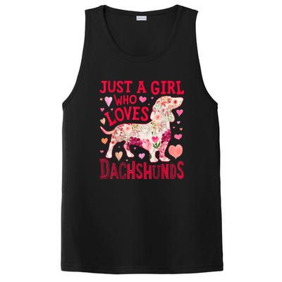 Valentine Day Just A Girl Who Loves Dachshunds Dog Flower Floral Best Gift PosiCharge Competitor Tank