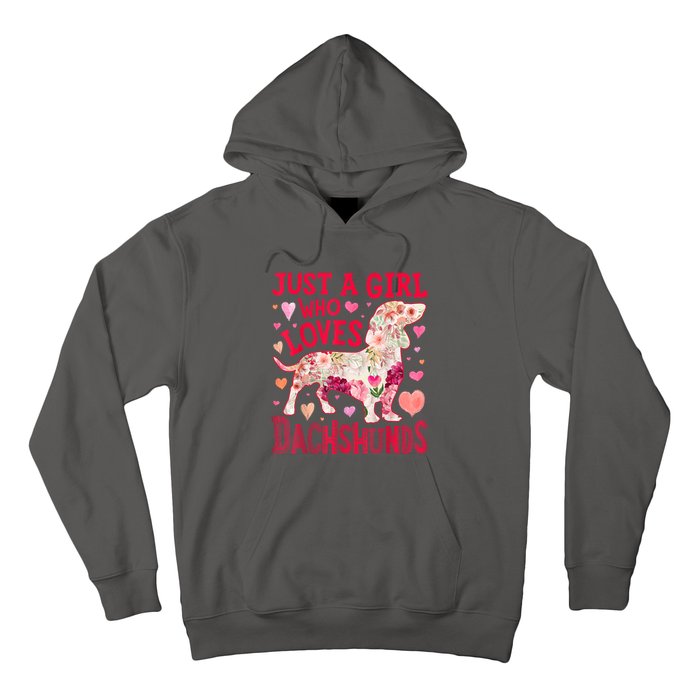 Valentine Day Just A Girl Who Loves Dachshunds Dog Flower Floral Best Gift Hoodie