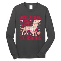 Valentine Day Just A Girl Who Loves Dachshunds Dog Flower Floral Best Gift Long Sleeve Shirt