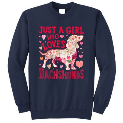 Valentine Day Just A Girl Who Loves Dachshunds Dog Flower Floral Best Gift Sweatshirt