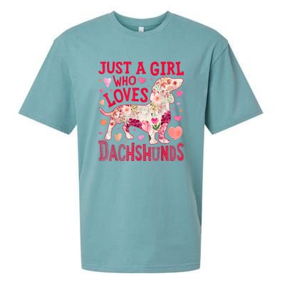 Valentine Day Just A Girl Who Loves Dachshunds Dog Flower Floral Best Gift Sueded Cloud Jersey T-Shirt