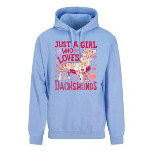 Valentine Day Just A Girl Who Loves Dachshunds Dog Flower Floral Best Gift Unisex Surf Hoodie