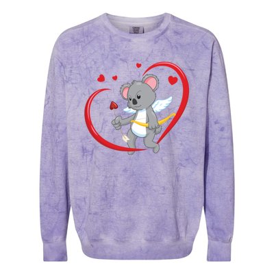 Valentines Day Koala Bear With Heart Arrow Cupid Koala Gift Colorblast Crewneck Sweatshirt