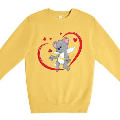 Valentines Day Koala Bear With Heart Arrow Cupid Koala Gift Premium Crewneck Sweatshirt