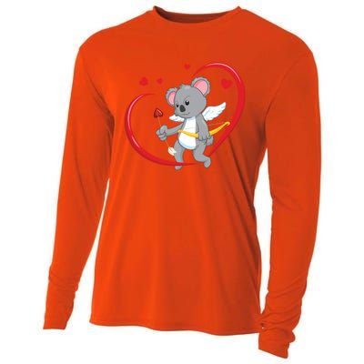 Valentines Day Koala Bear With Heart Arrow Cupid Koala Gift Cooling Performance Long Sleeve Crew