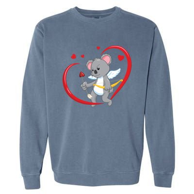 Valentines Day Koala Bear With Heart Arrow Cupid Koala Gift Garment-Dyed Sweatshirt