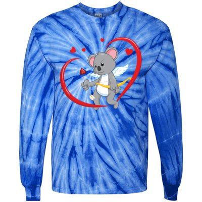 Valentines Day Koala Bear With Heart Arrow Cupid Koala Gift Tie-Dye Long Sleeve Shirt