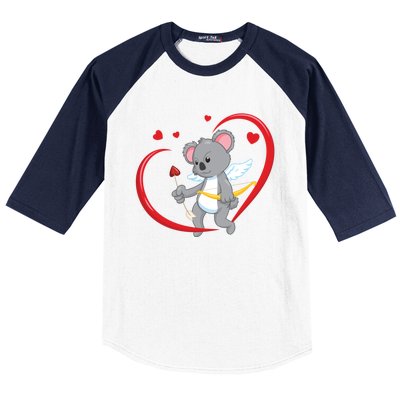 Valentines Day Koala Bear With Heart Arrow Cupid Koala Gift Baseball Sleeve Shirt