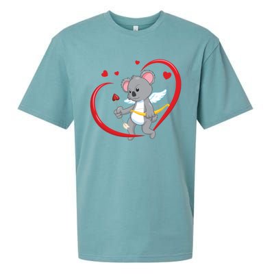 Valentines Day Koala Bear With Heart Arrow Cupid Koala Gift Sueded Cloud Jersey T-Shirt