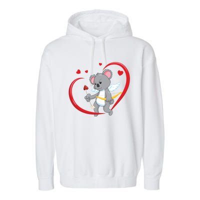 Valentines Day Koala Bear With Heart Arrow Cupid Koala Gift Garment-Dyed Fleece Hoodie