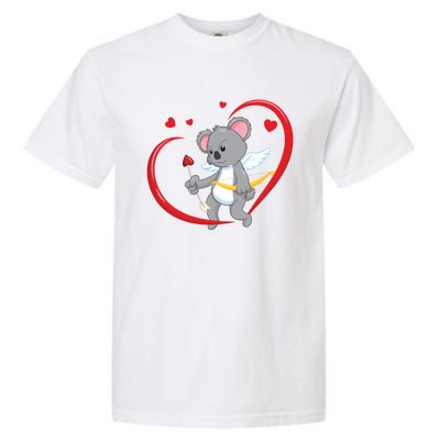 Valentines Day Koala Bear With Heart Arrow Cupid Koala Gift Garment-Dyed Heavyweight T-Shirt