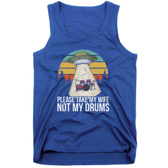 Vintage Drum Kit Percussion I Wife Ufo Aliens Tank Top