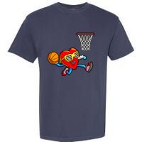 Valentines Day Kids Boys Men Heart Dunking Basketbal Garment-Dyed Heavyweight T-Shirt