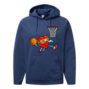 Valentines Day Kids Boys Men Heart Dunking Basketbal Performance Fleece Hoodie