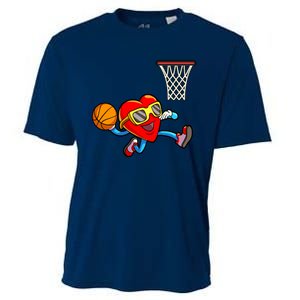 Valentines Day Kids Boys Men Heart Dunking Basketbal Cooling Performance Crew T-Shirt