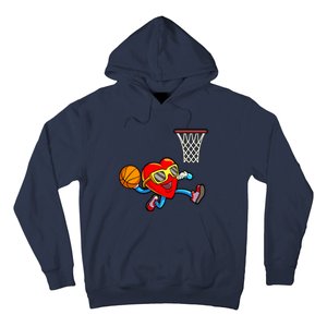 Valentines Day Kids Boys Men Heart Dunking Basketbal Hoodie