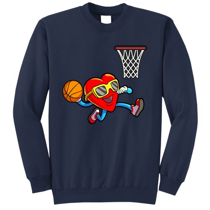 Valentines Day Kids Boys Men Heart Dunking Basketbal Sweatshirt