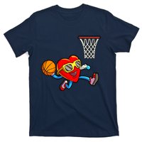 Valentines Day Kids Boys Men Heart Dunking Basketbal T-Shirt