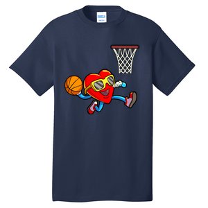 Valentines Day Kids Boys Men Heart Dunking Basketbal Tall T-Shirt