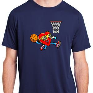 Valentines Day Kids Boys Men Heart Dunking Basketbal Adult ChromaSoft Performance T-Shirt