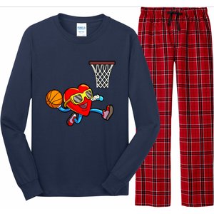 Valentines Day Kids Boys Men Heart Dunking Basketbal Long Sleeve Pajama Set