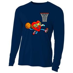 Valentines Day Kids Boys Men Heart Dunking Basketbal Cooling Performance Long Sleeve Crew