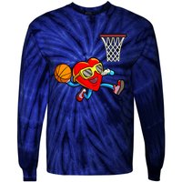 Valentines Day Kids Boys Men Heart Dunking Basketbal Tie-Dye Long Sleeve Shirt