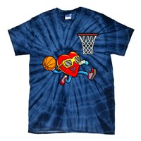 Valentines Day Kids Boys Men Heart Dunking Basketbal Tie-Dye T-Shirt