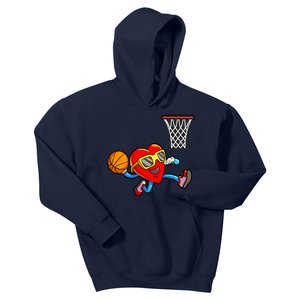 Valentines Day Kids Boys Men Heart Dunking Basketbal Kids Hoodie