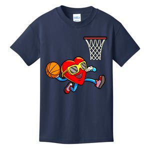 Valentines Day Kids Boys Men Heart Dunking Basketbal Kids T-Shirt