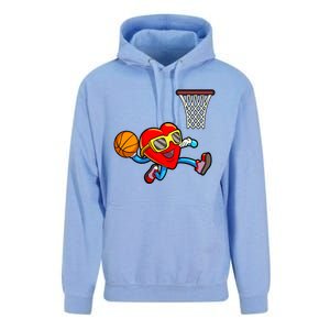 Valentines Day Kids Boys Men Heart Dunking Basketbal Unisex Surf Hoodie