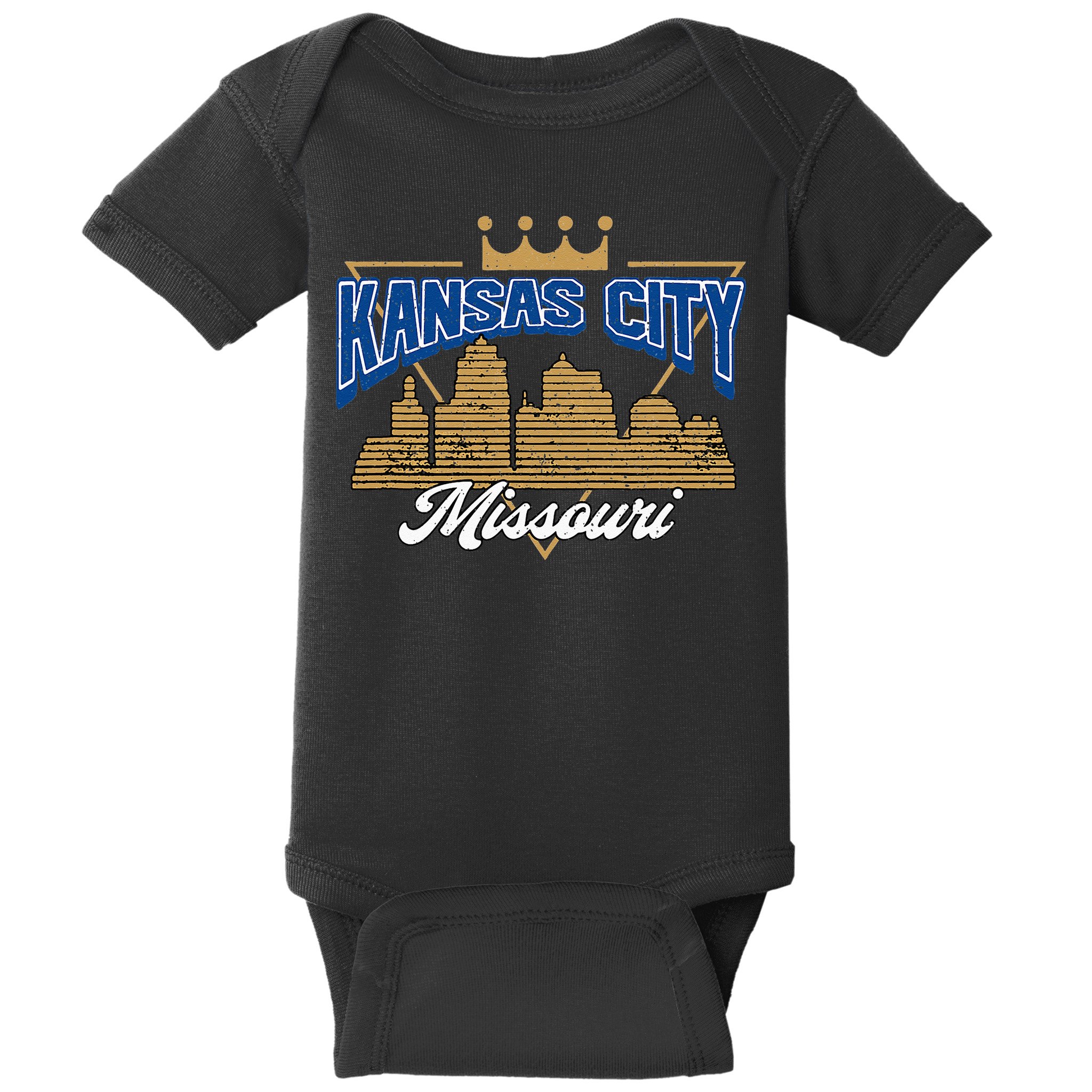 Vintage Distressed Kansas City Missouri City Skyline Baby Bodysuit