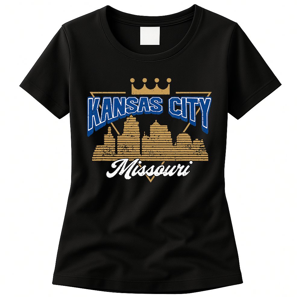 Vintage Distressed Kansas City Missouri City Skyline Womens T-Shirt